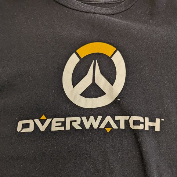 Blizzard Graphic Video Game T Shirt Top Black Overwatch Logo Size Men's Medium - Picture 3 of 4